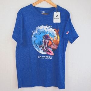 NWT Kennedy Space Center Men's Graphic Short Sleeve TShirt Blue Surf Logo Size M